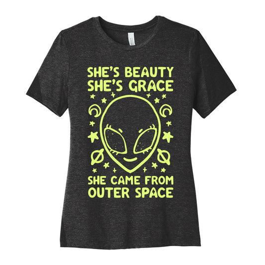 She's Beauty She's Grace She Came From Outer Space Women's Cotton Tee