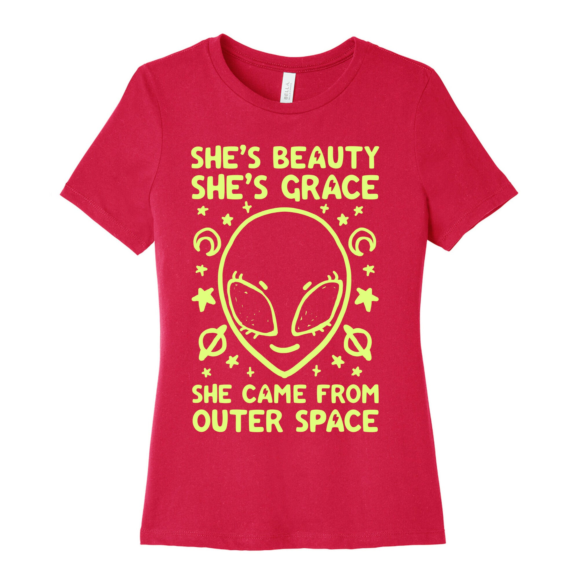 She's Beauty She's Grace She Came From Outer Space Women's Cotton Tee