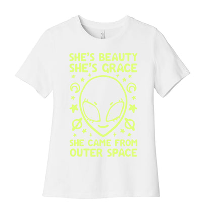 She's Beauty She's Grace She Came From Outer Space Women's Cotton Tee