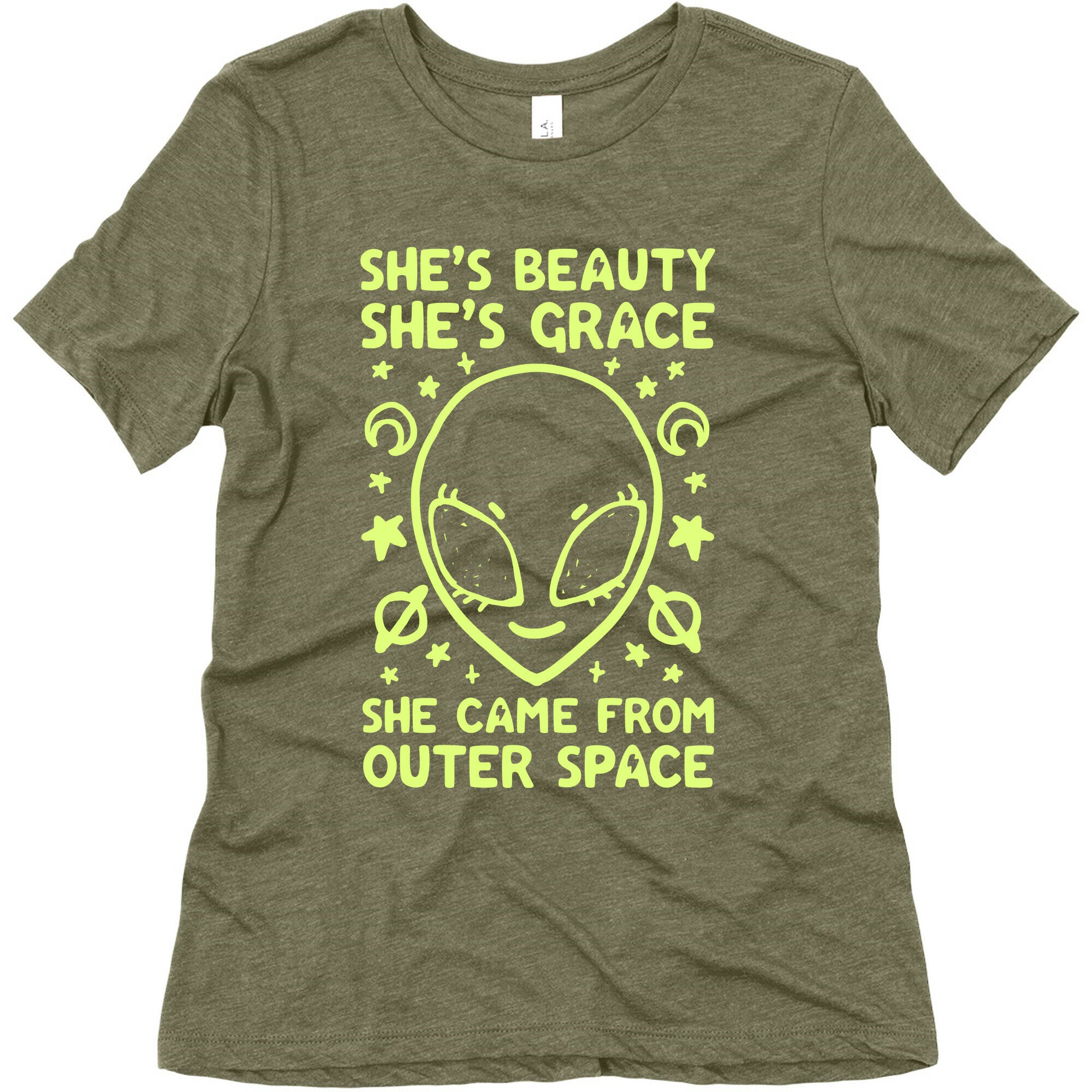 She's Beauty She's Grace She Came From Outer Space Women's Triblend Tee