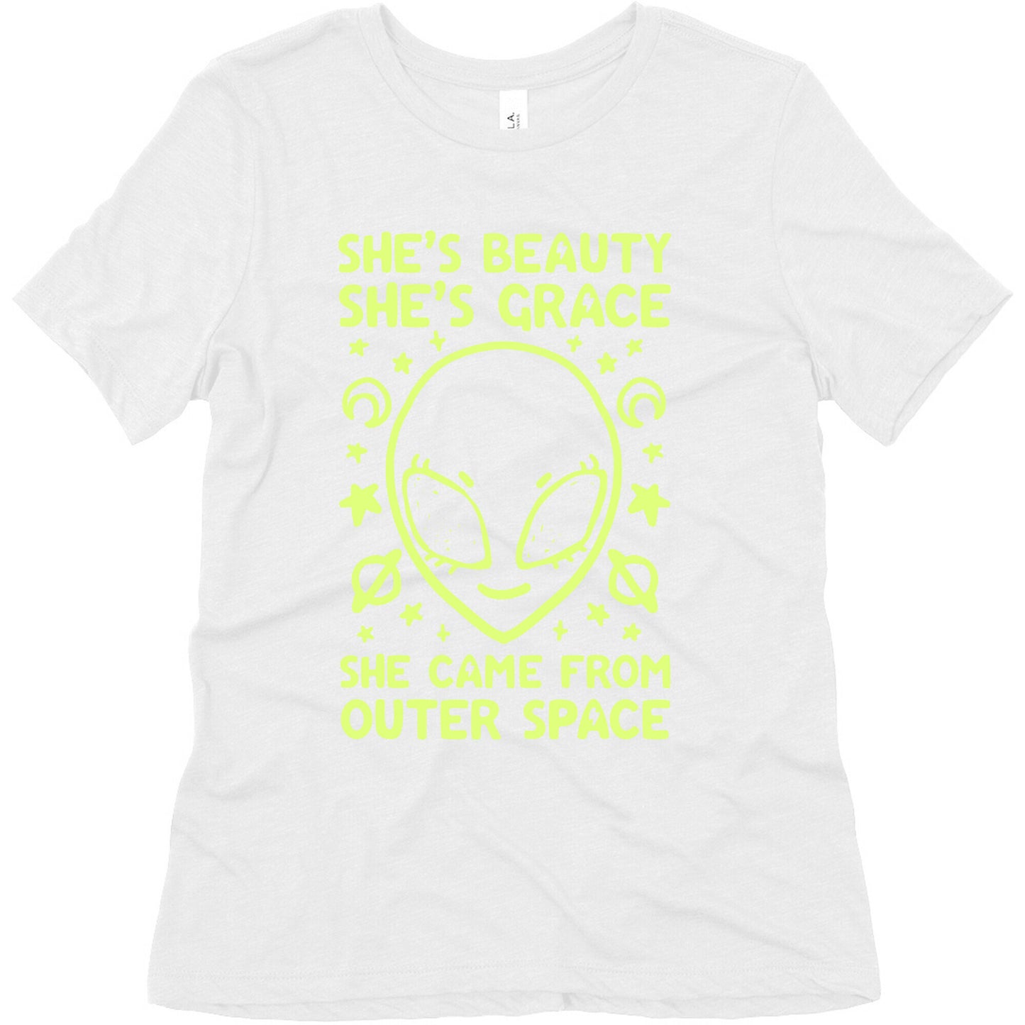 She's Beauty She's Grace She Came From Outer Space Women's Triblend Tee