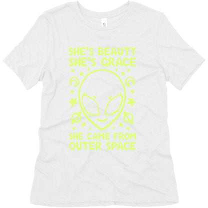 She's Beauty She's Grace She Came From Outer Space Women's Triblend Tee