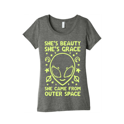 She's Beauty She's Grace She Came From Outer Space Women's Triblend Tee