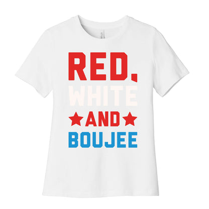 Red White And Boujee White Print Women's Cotton Tee