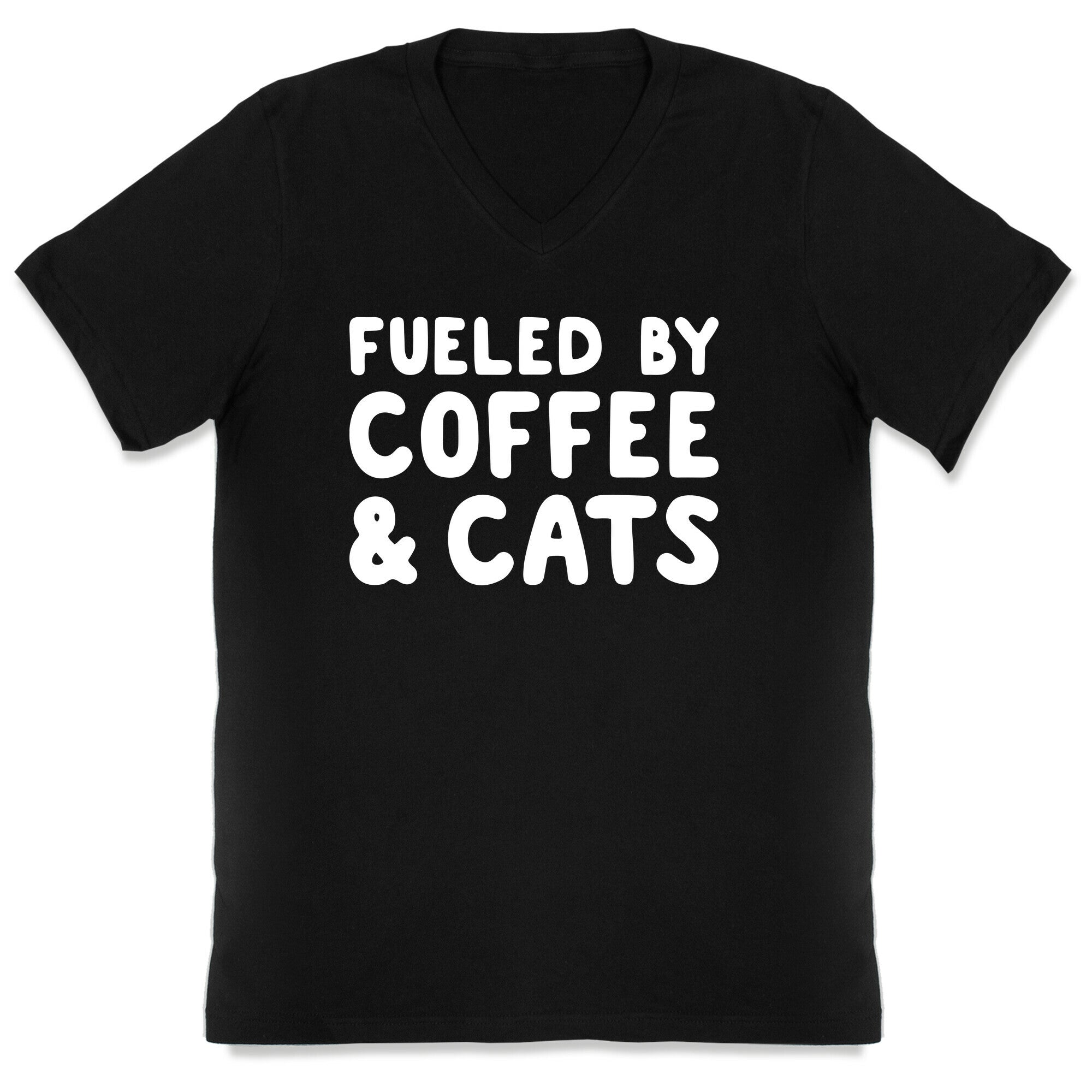 Fueled By Coffee And Cats V-Neck