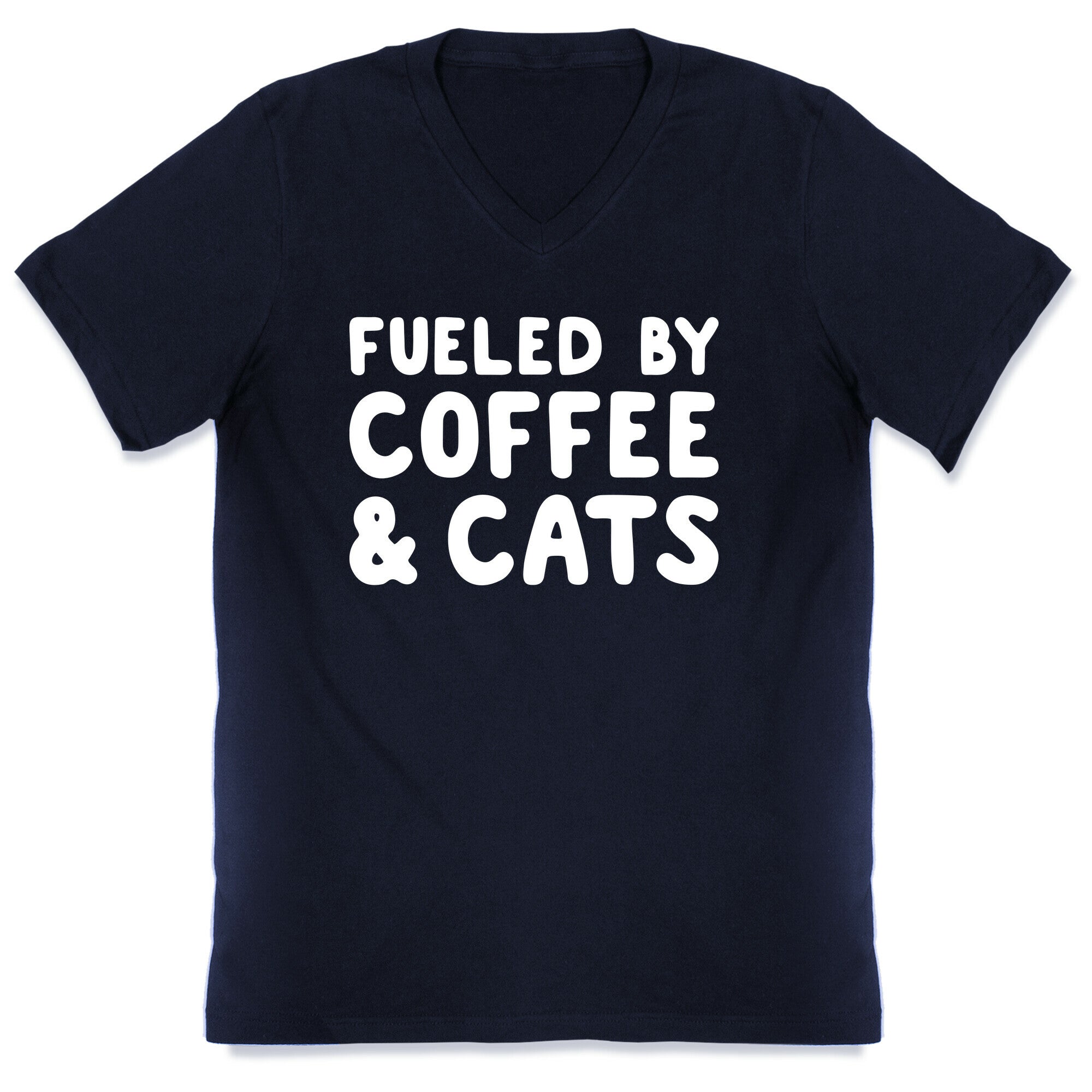 Fueled By Coffee And Cats V-Neck