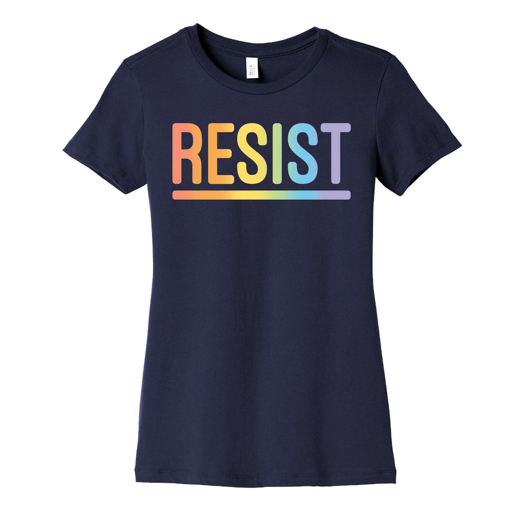 Rainbow Resist White Print Women's Cotton Tee
