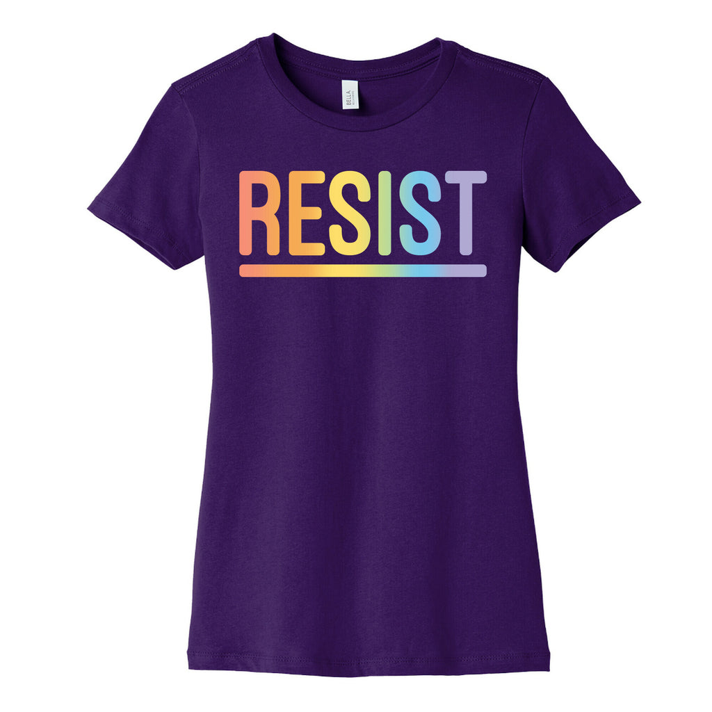 Rainbow Resist White Print Women's Cotton Tee
