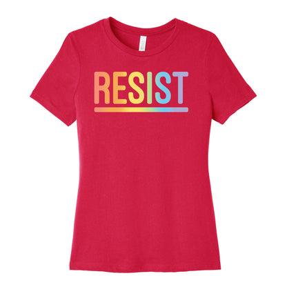 Rainbow Resist White Print Women's Cotton Tee