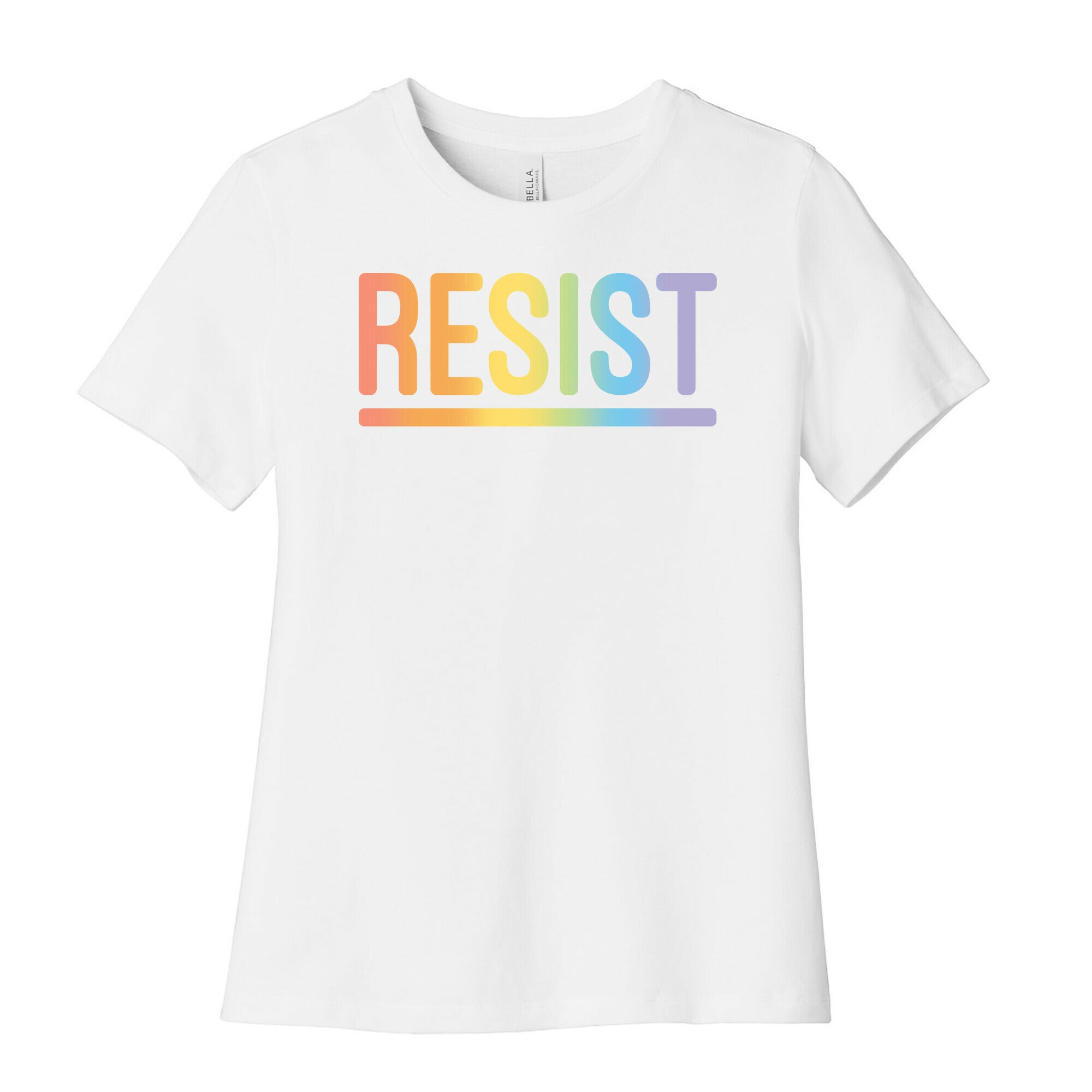 Rainbow Resist White Print Women's Cotton Tee