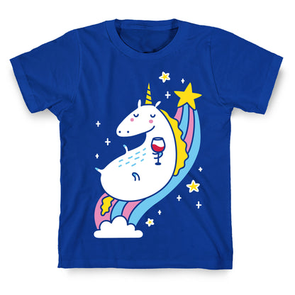 Unicorn Drinking Wine On Rainbow T-Shirt