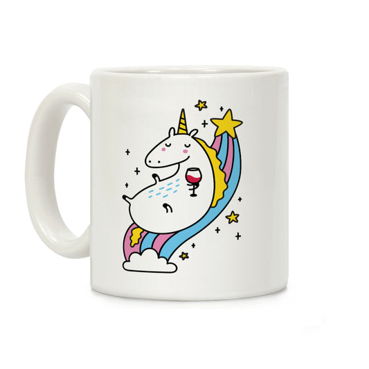 Unicorn Drinking Wine On Rainbow Coffee Mug