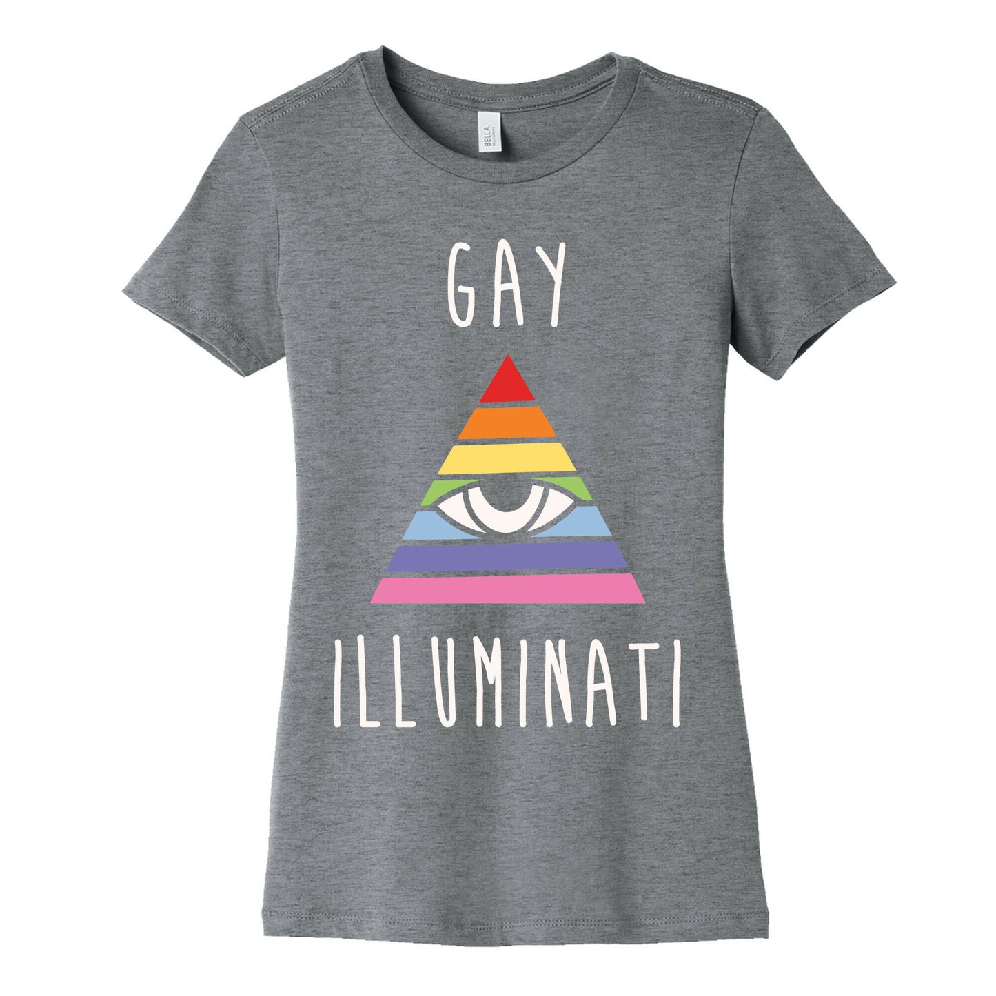 Gay Illuminati White Print Women's Cotton Tee