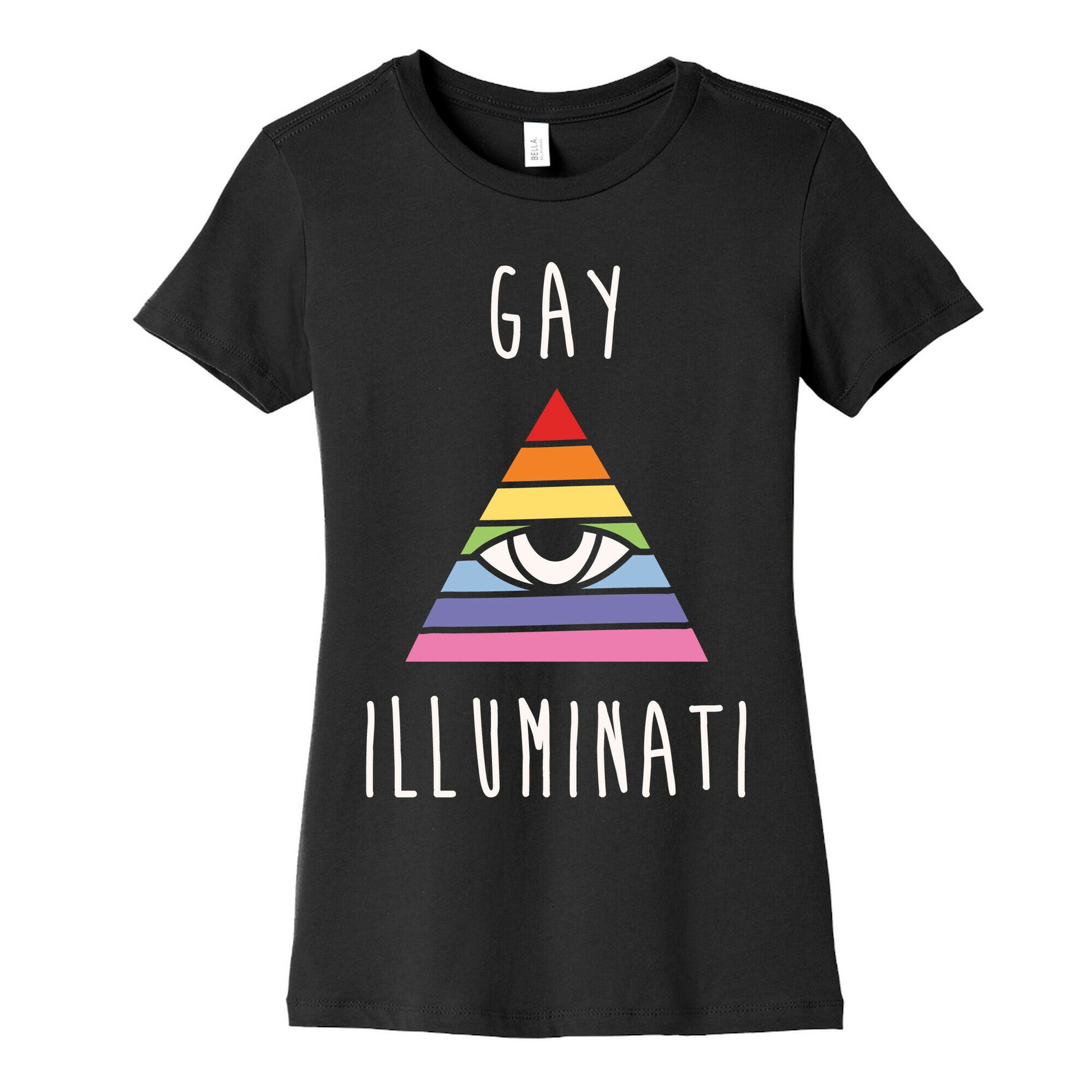 Gay Illuminati White Print Women's Cotton Tee