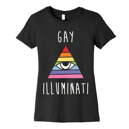 Gay Illuminati White Print Women's Cotton Tee