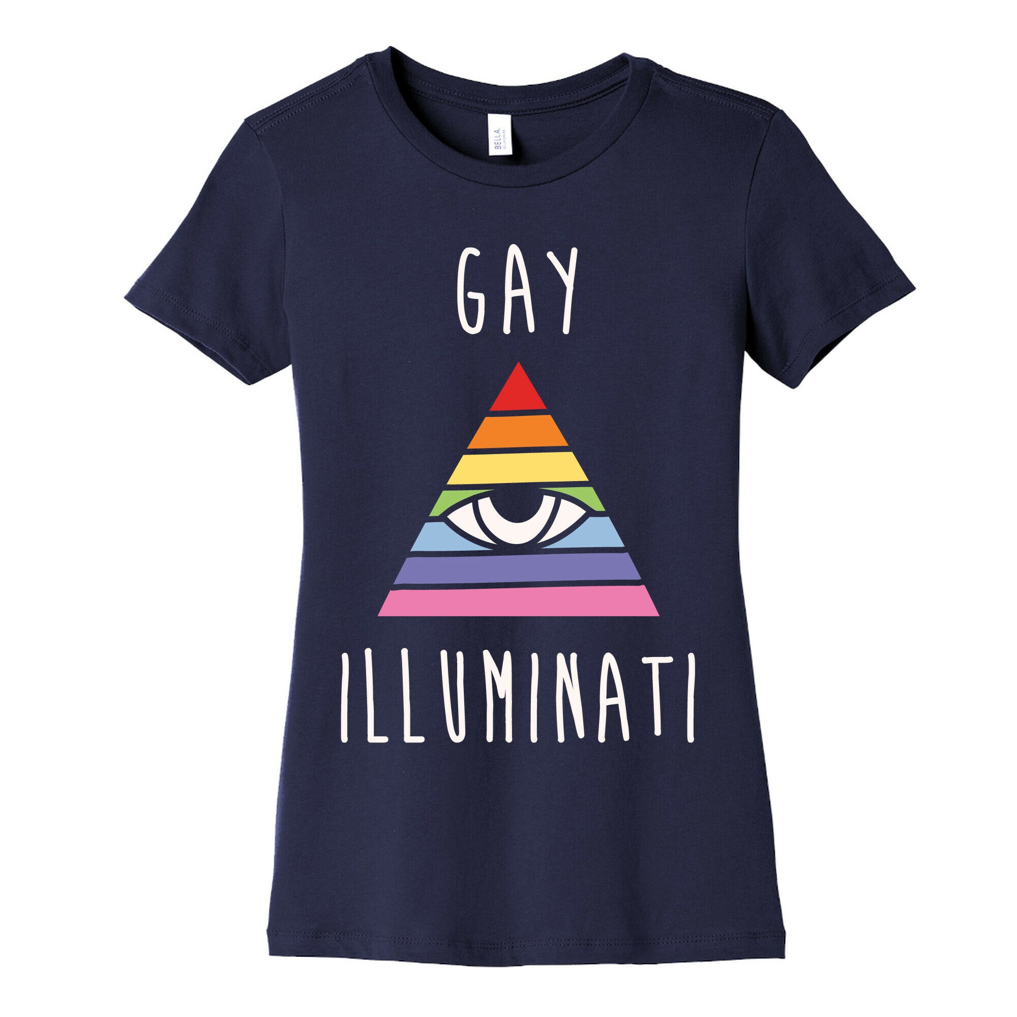 Gay Illuminati White Print Women's Cotton Tee