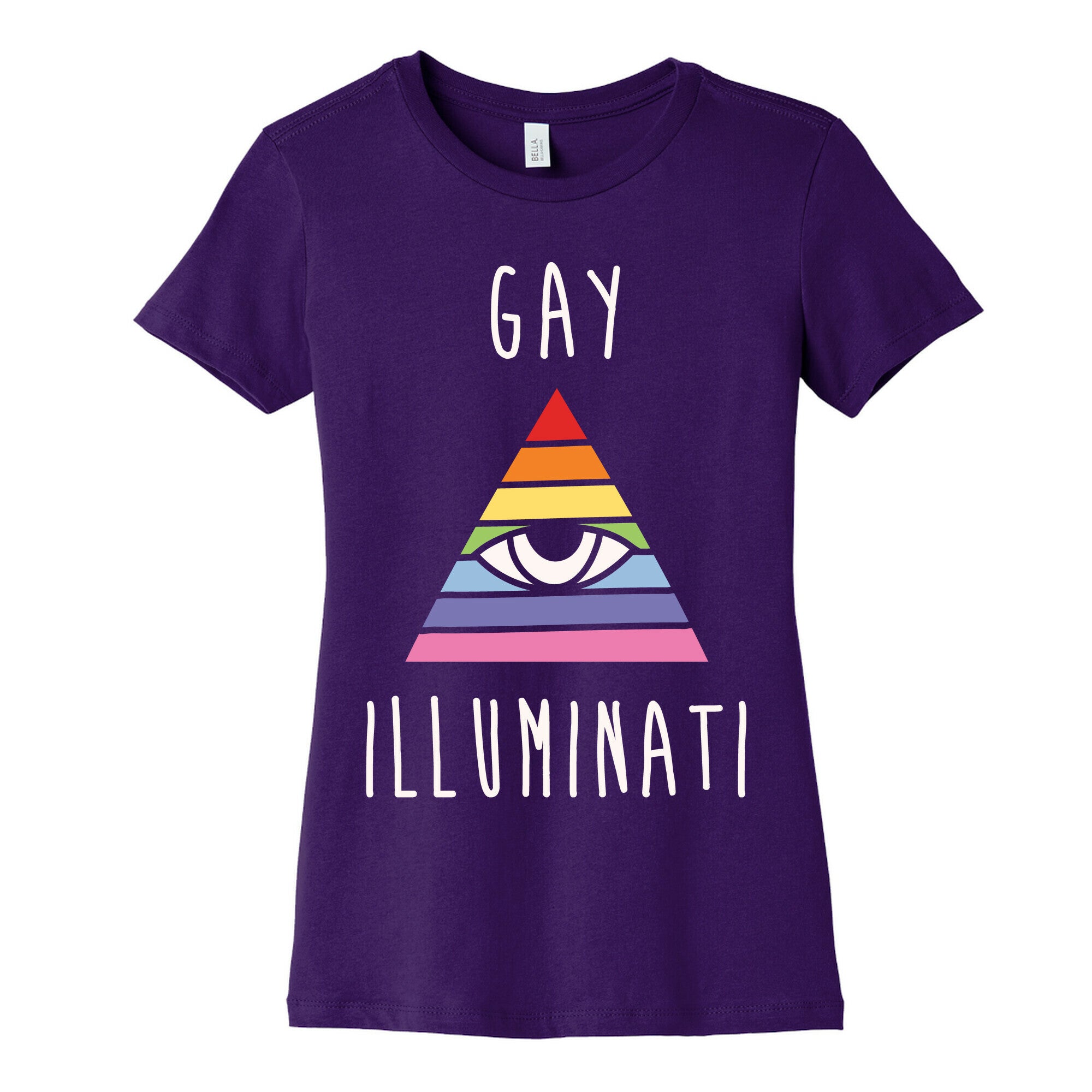 Gay Illuminati White Print Women's Cotton Tee