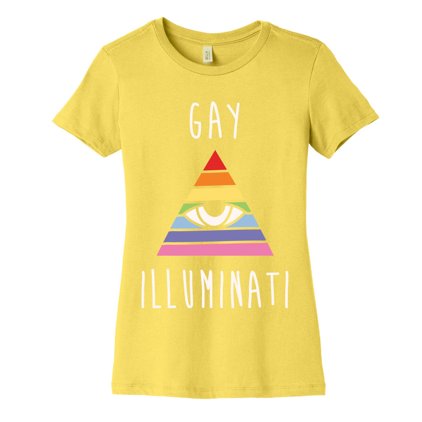 Gay Illuminati White Print Women's Cotton Tee