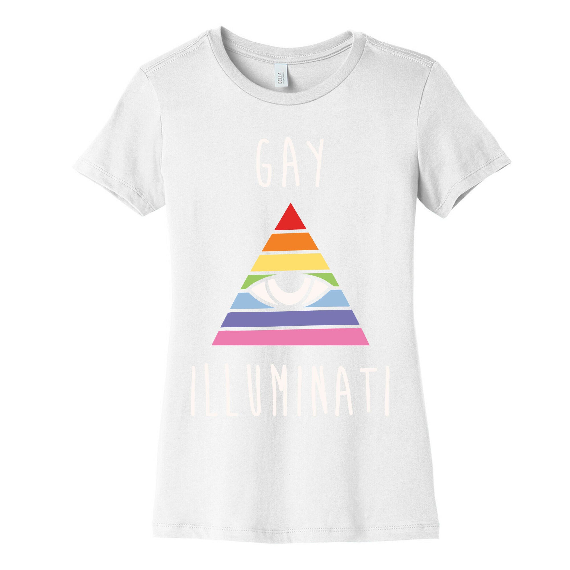 Gay Illuminati White Print Women's Cotton Tee