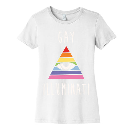 Gay Illuminati White Print Women's Cotton Tee