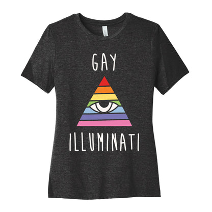 Gay Illuminati White Print Women's Cotton Tee