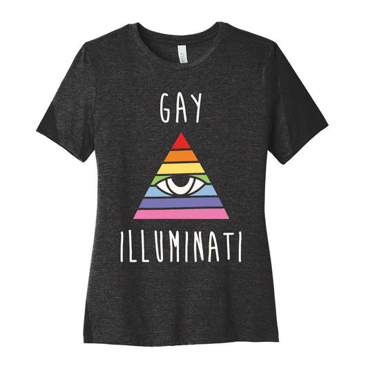 Gay Illuminati White Print Women's Cotton Tee