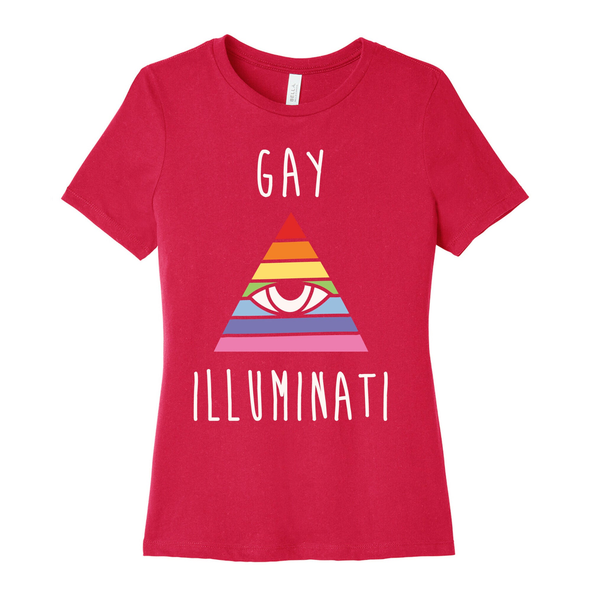 Gay Illuminati White Print Women's Cotton Tee