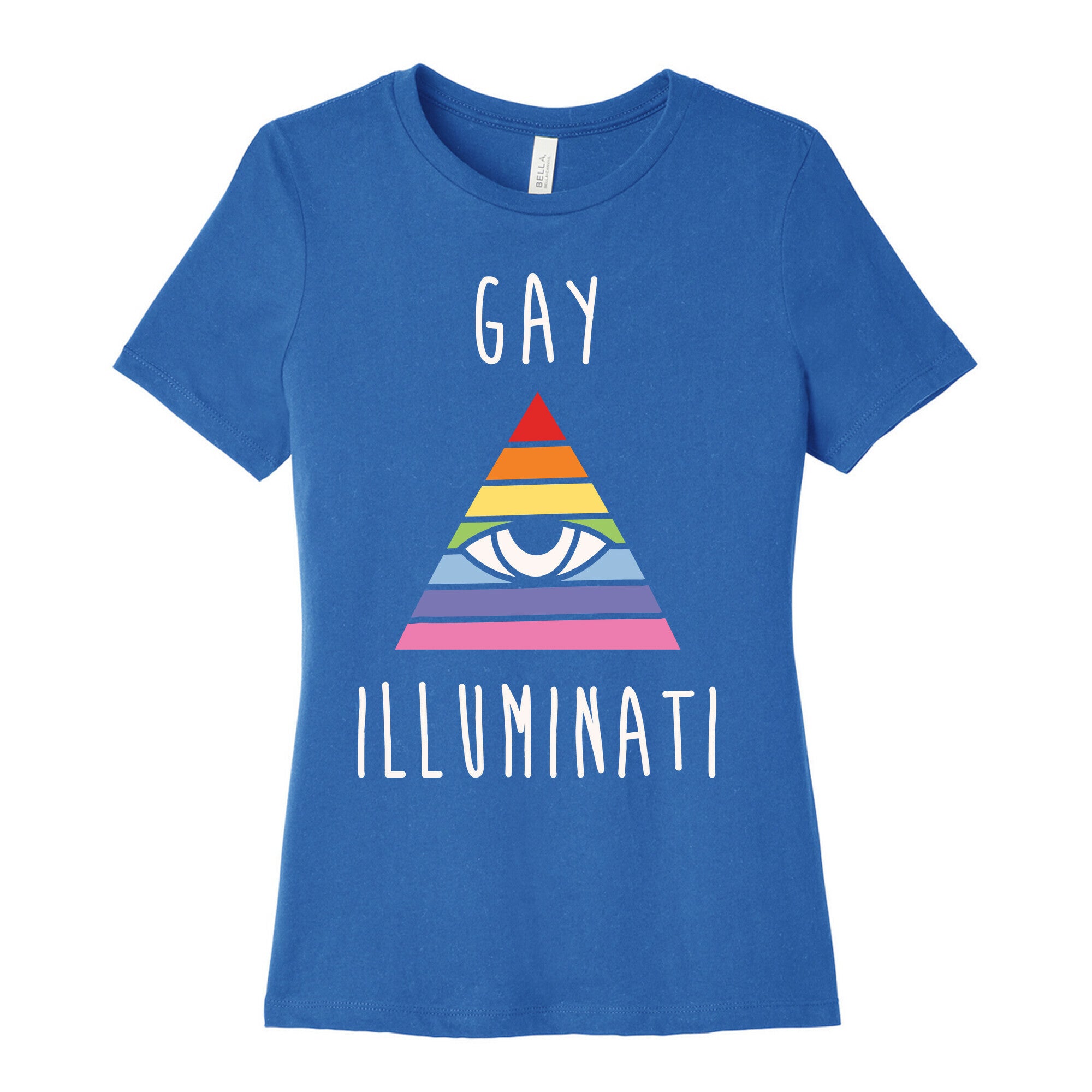 Gay Illuminati White Print Women's Cotton Tee