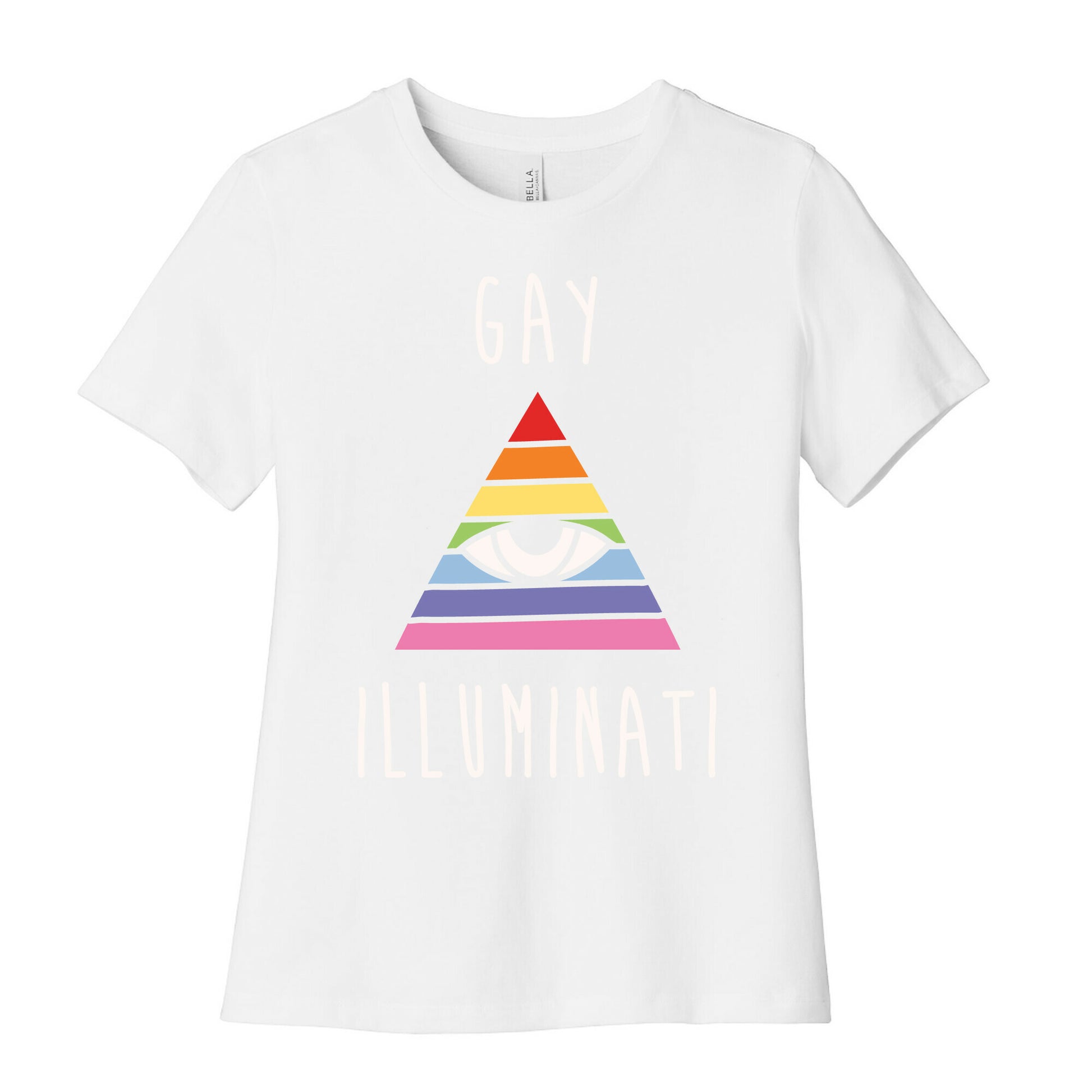 Gay Illuminati White Print Women's Cotton Tee