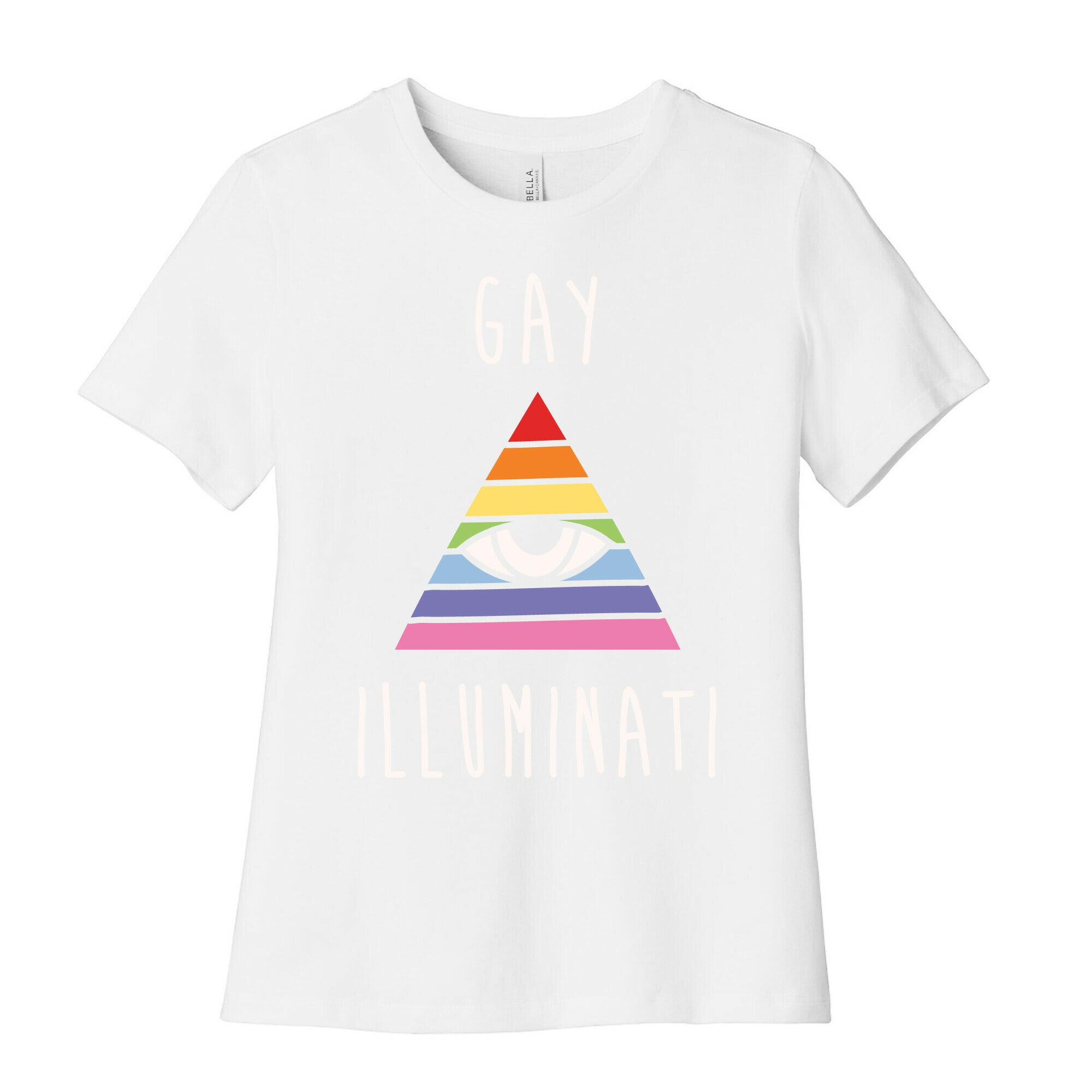Gay Illuminati White Print Women's Cotton Tee