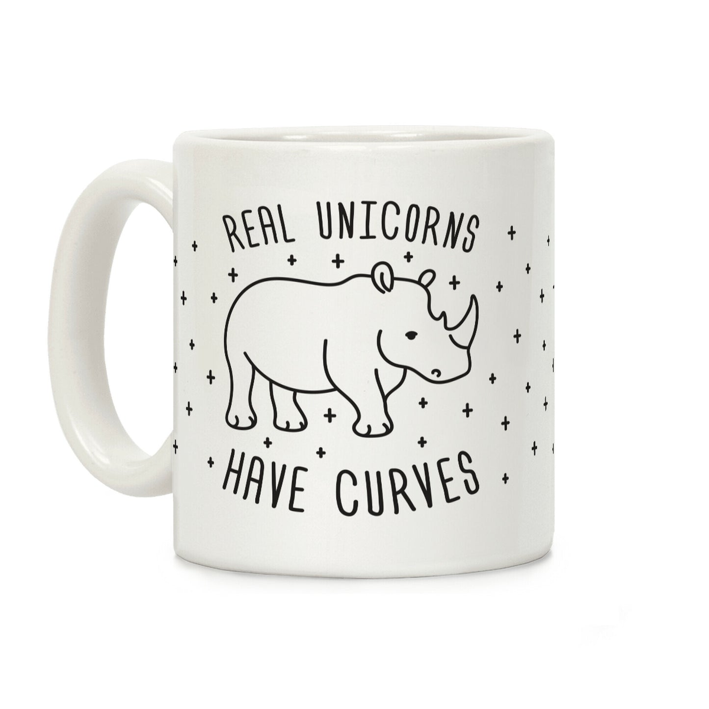 Real Unicorns Have Curves Black and White Coffee Mug