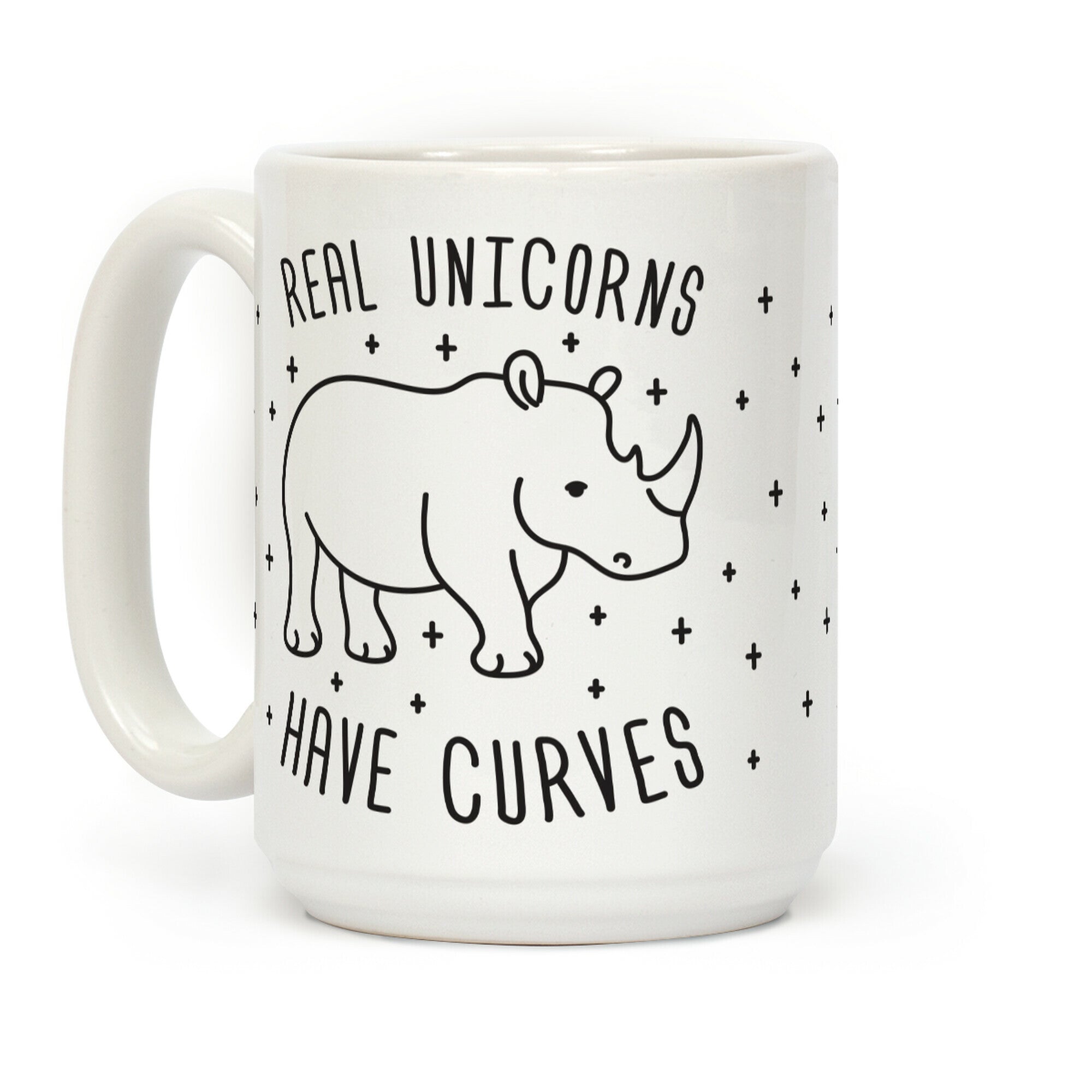 Real Unicorns Have Curves Black and White Coffee Mug