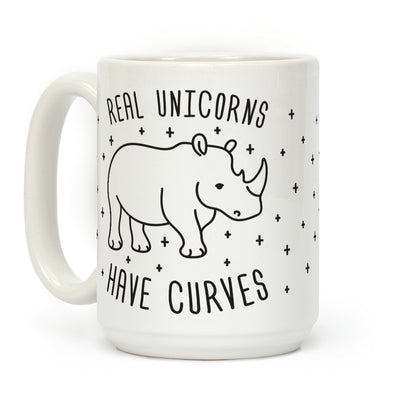 Real Unicorns Have Curves Black and White Coffee Mug