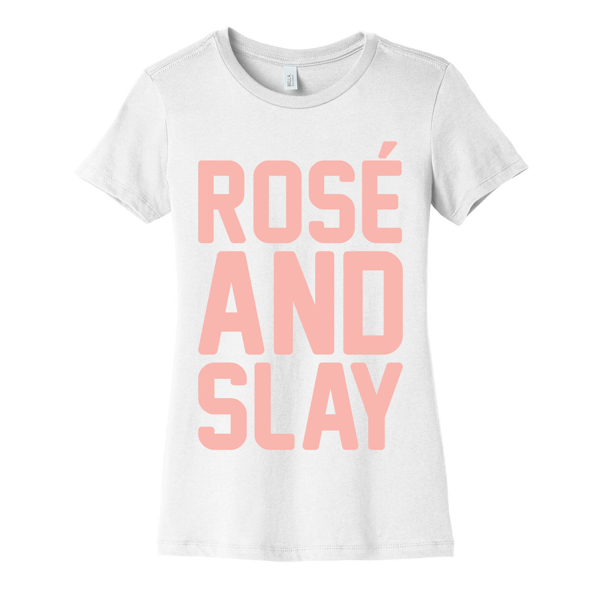 Rose' And Slay White Print Women's Cotton Tee