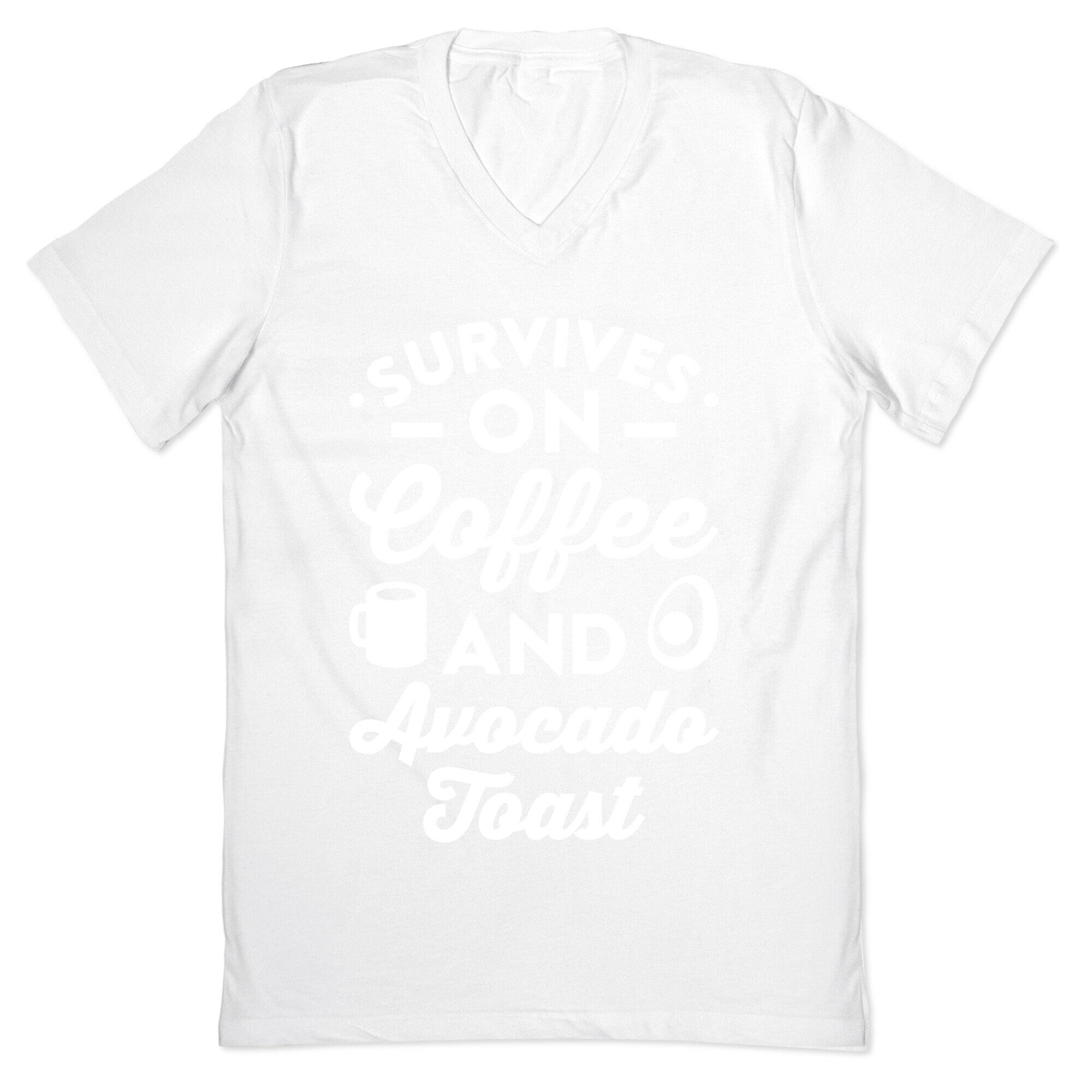 Survives On Coffee And Avocado Toast V-Neck