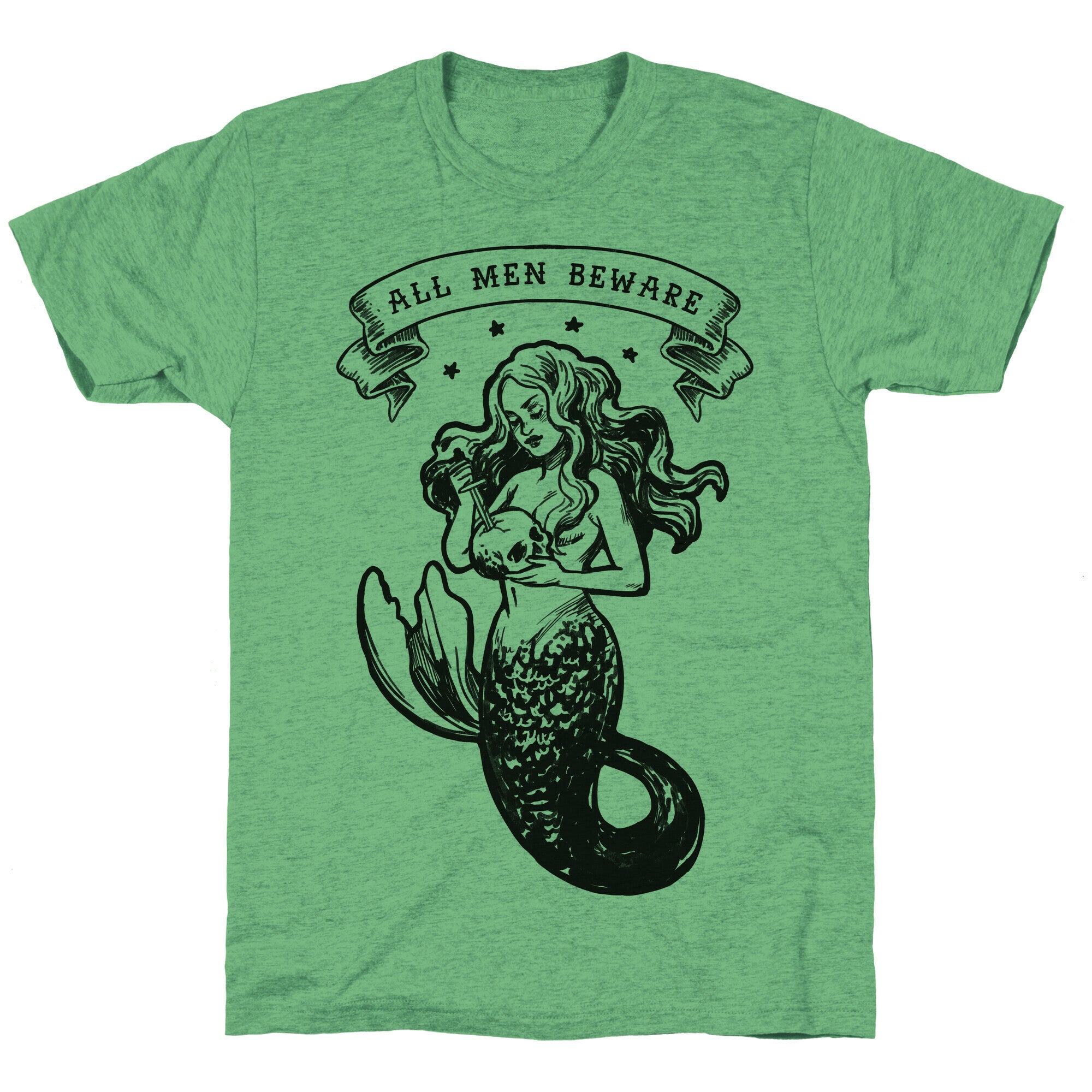 All Men Beware Vintage Mermaid Unisex Triblend Tee