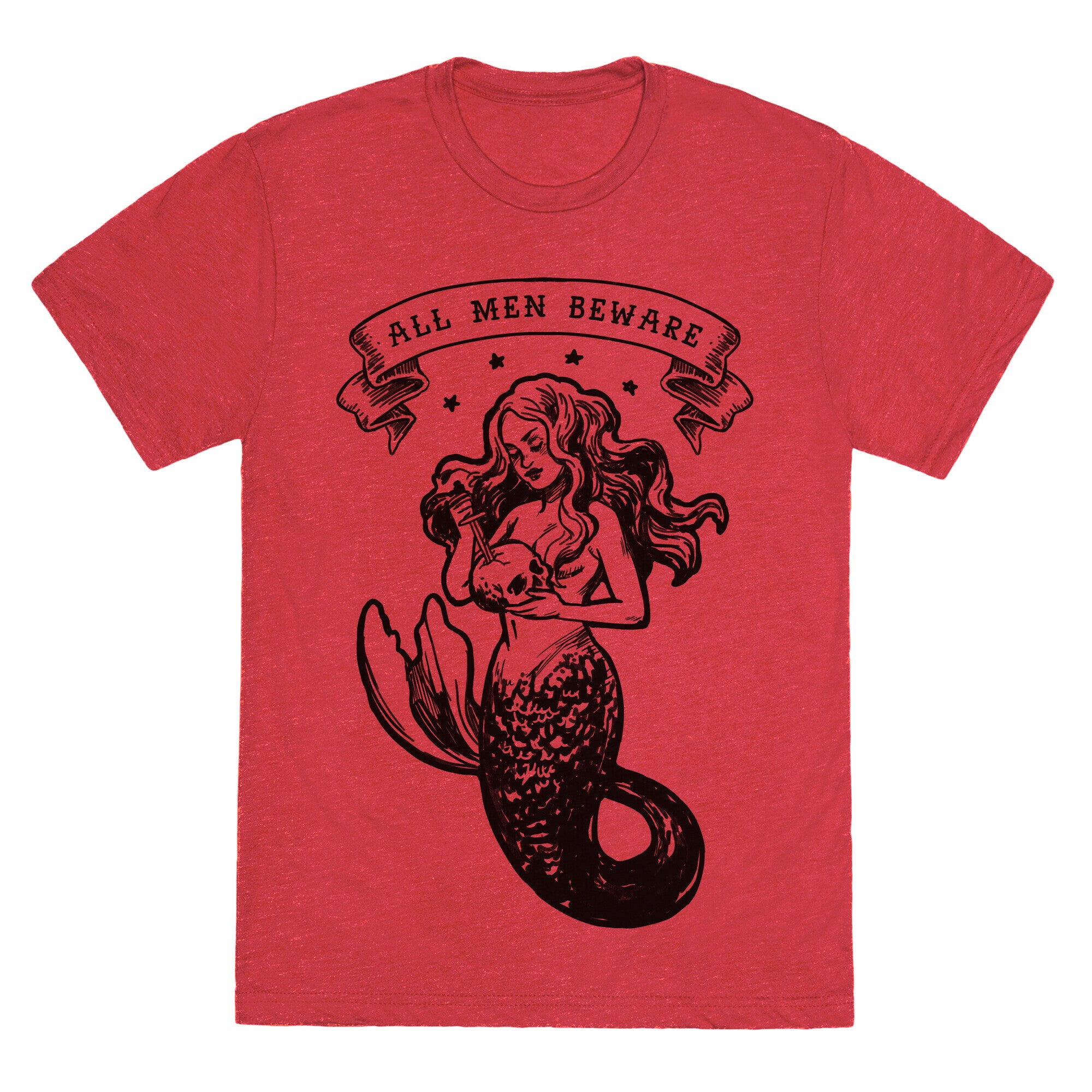 All Men Beware Vintage Mermaid Unisex Triblend Tee