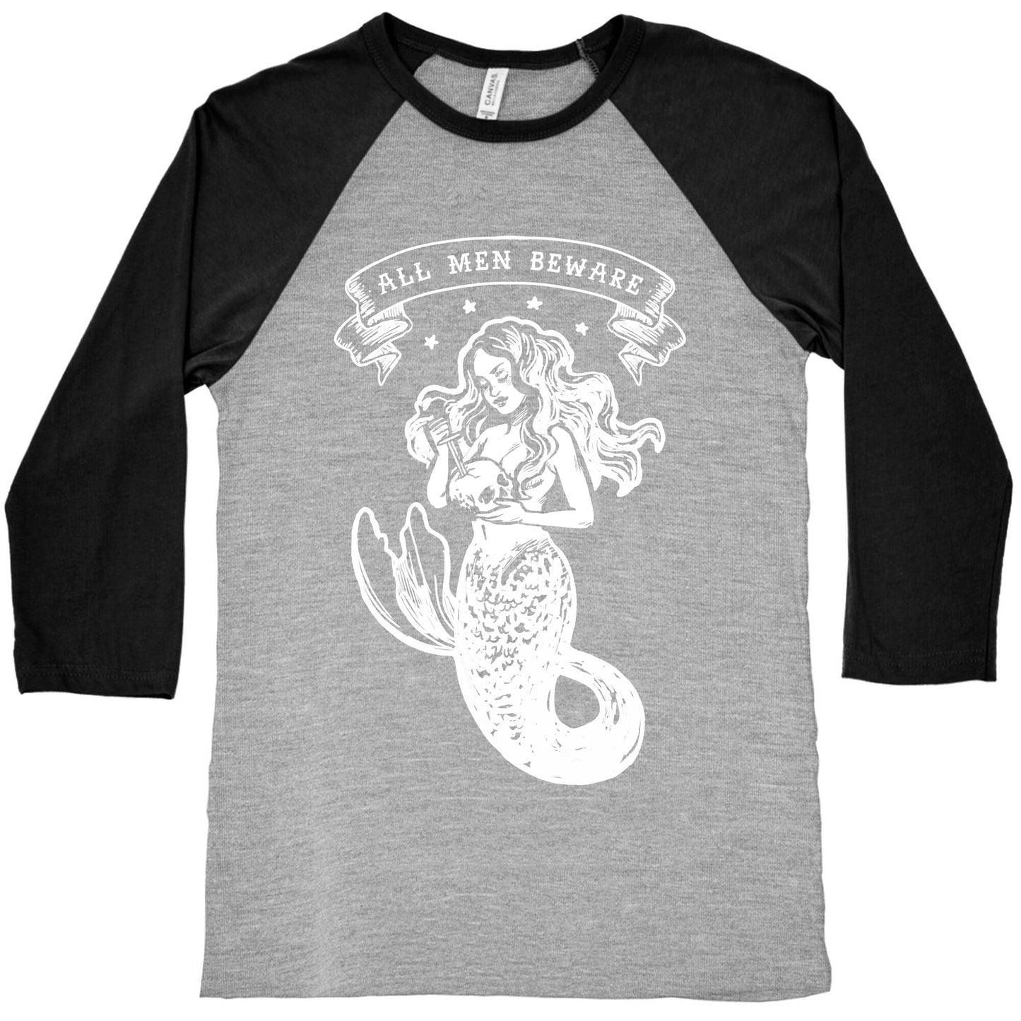 All Men Beware Vintage Mermaid Baseball Tee