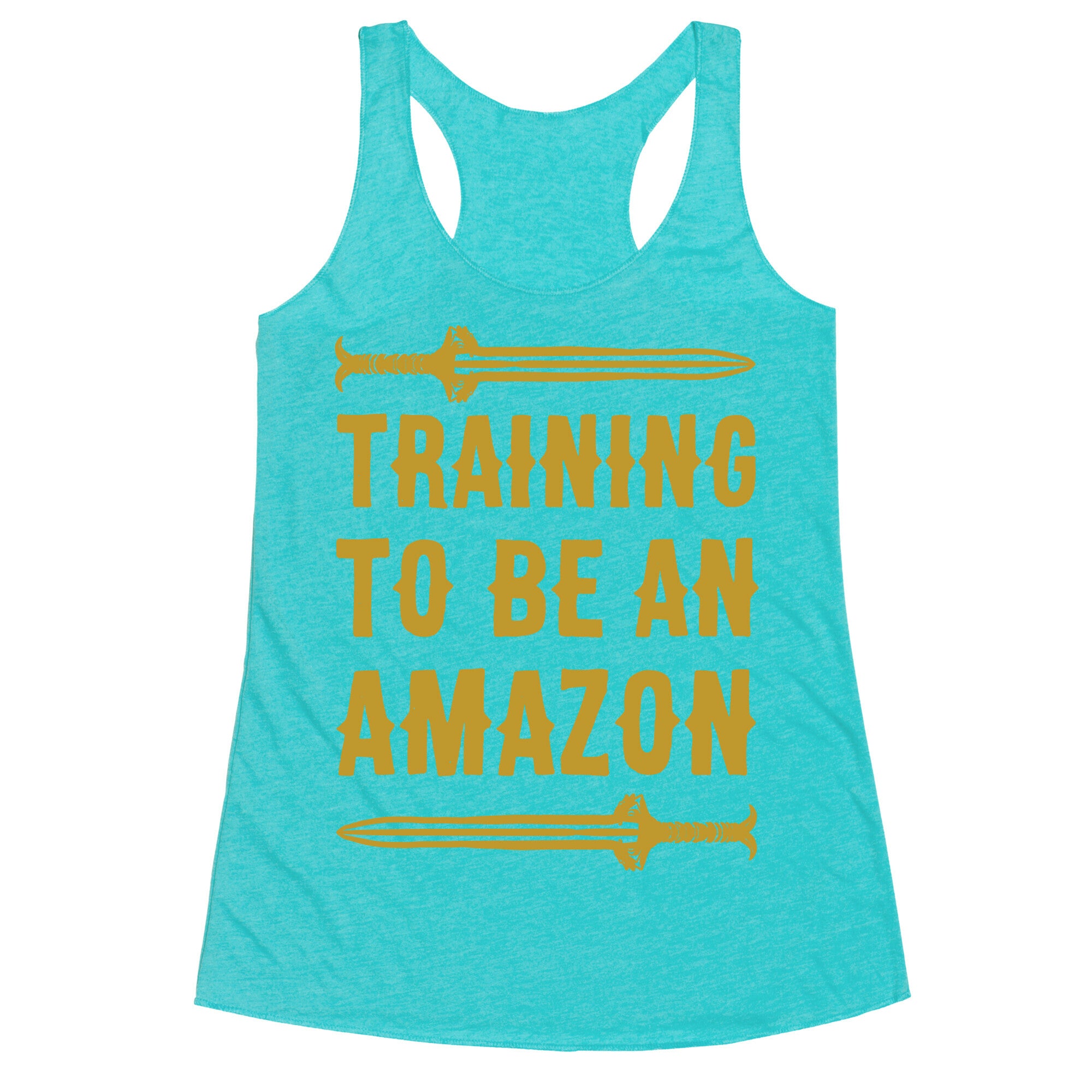 Training To Be An Amazon Parody White Print Racerback Tank