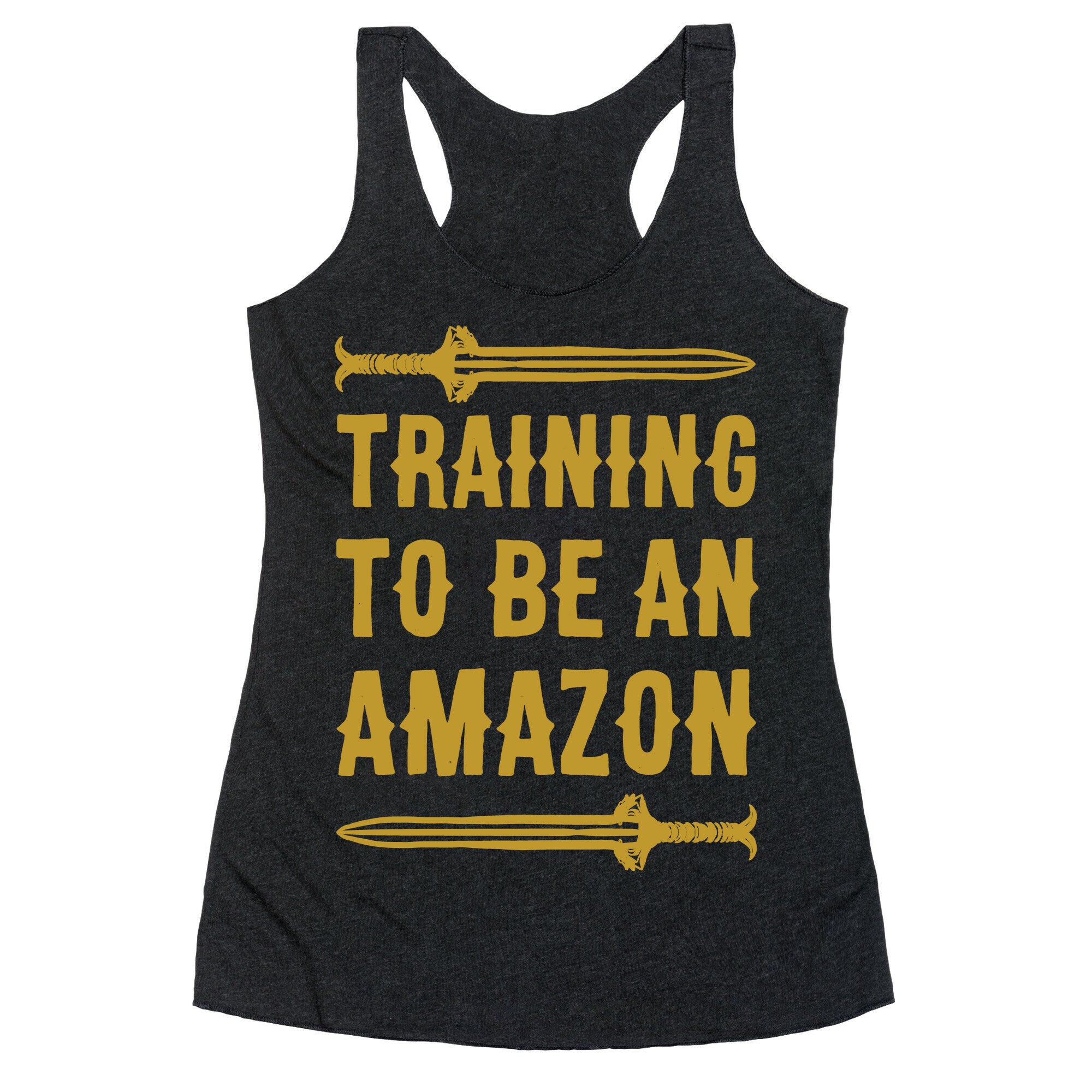 Training To Be An Amazon Parody White Print Racerback Tank