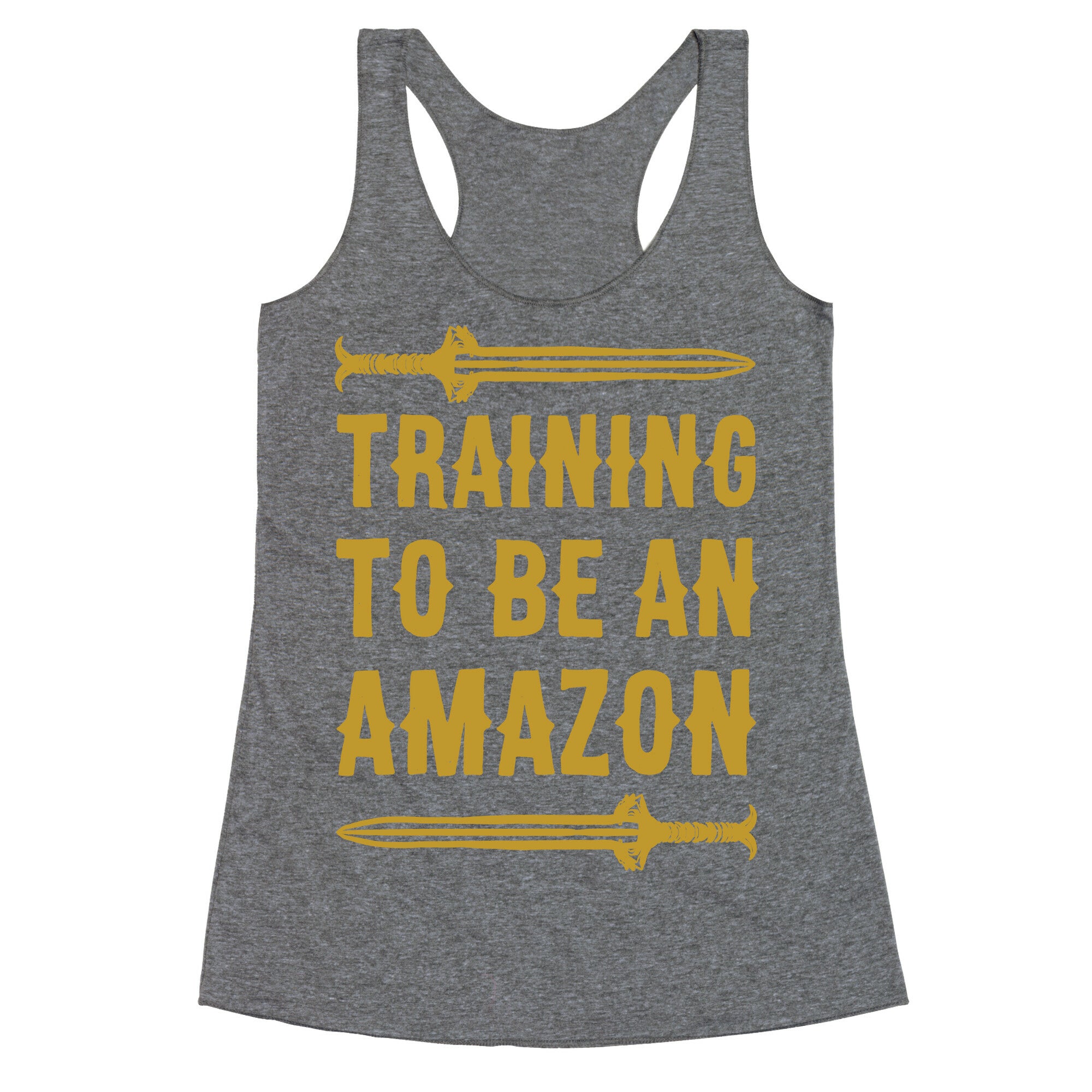 Training To Be An Amazon Parody White Print Racerback Tank