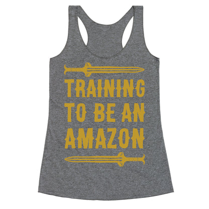 Training To Be An Amazon Parody White Print Racerback Tank