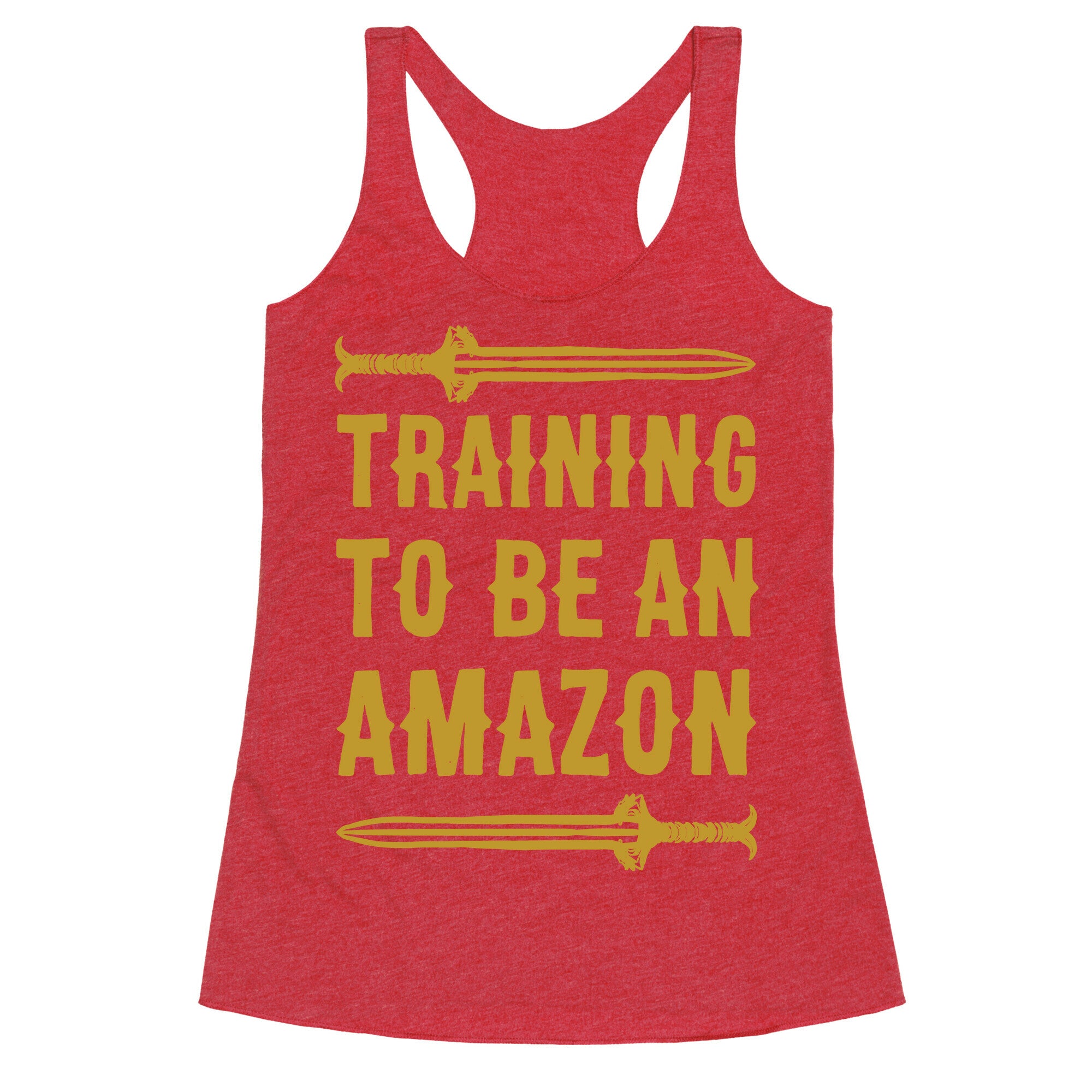 Training To Be An Amazon Parody White Print Racerback Tank