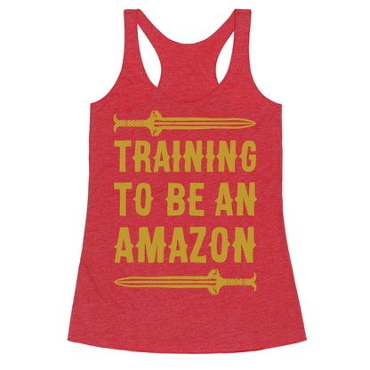 Training To Be An Amazon Parody White Print Racerback Tank