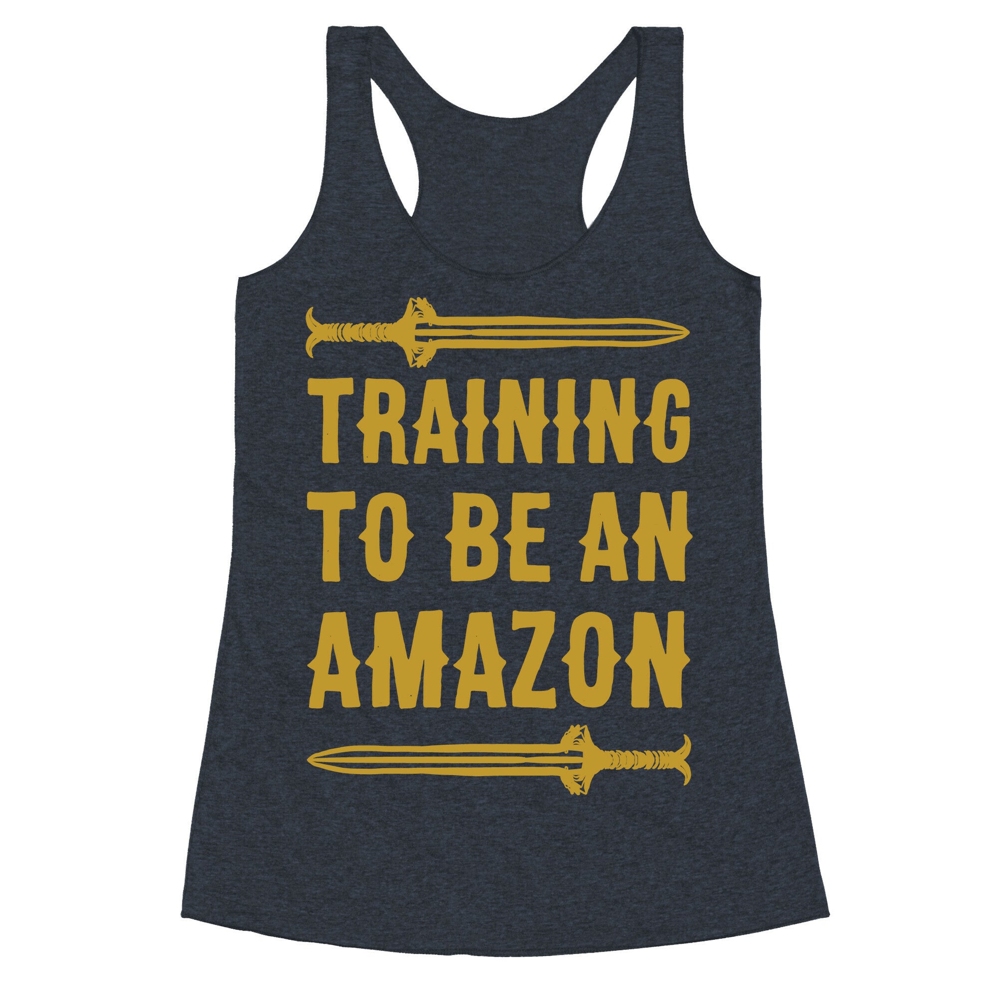 Training To Be An Amazon Parody White Print Racerback Tank