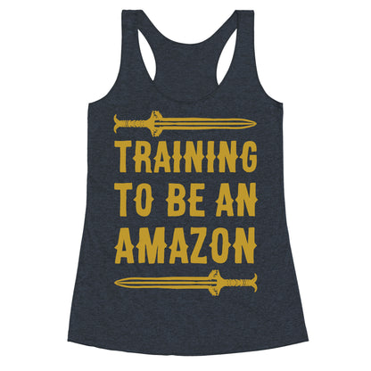 Training To Be An Amazon Parody White Print Racerback Tank