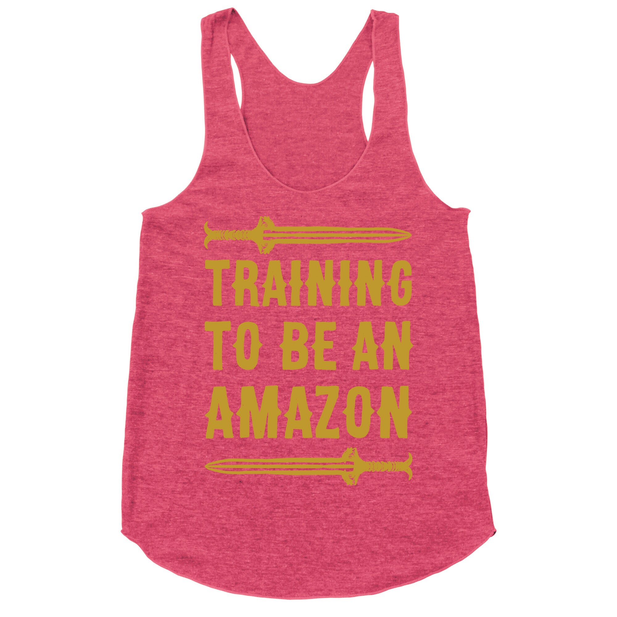 Training To Be An Amazon Parody White Print Racerback Tank