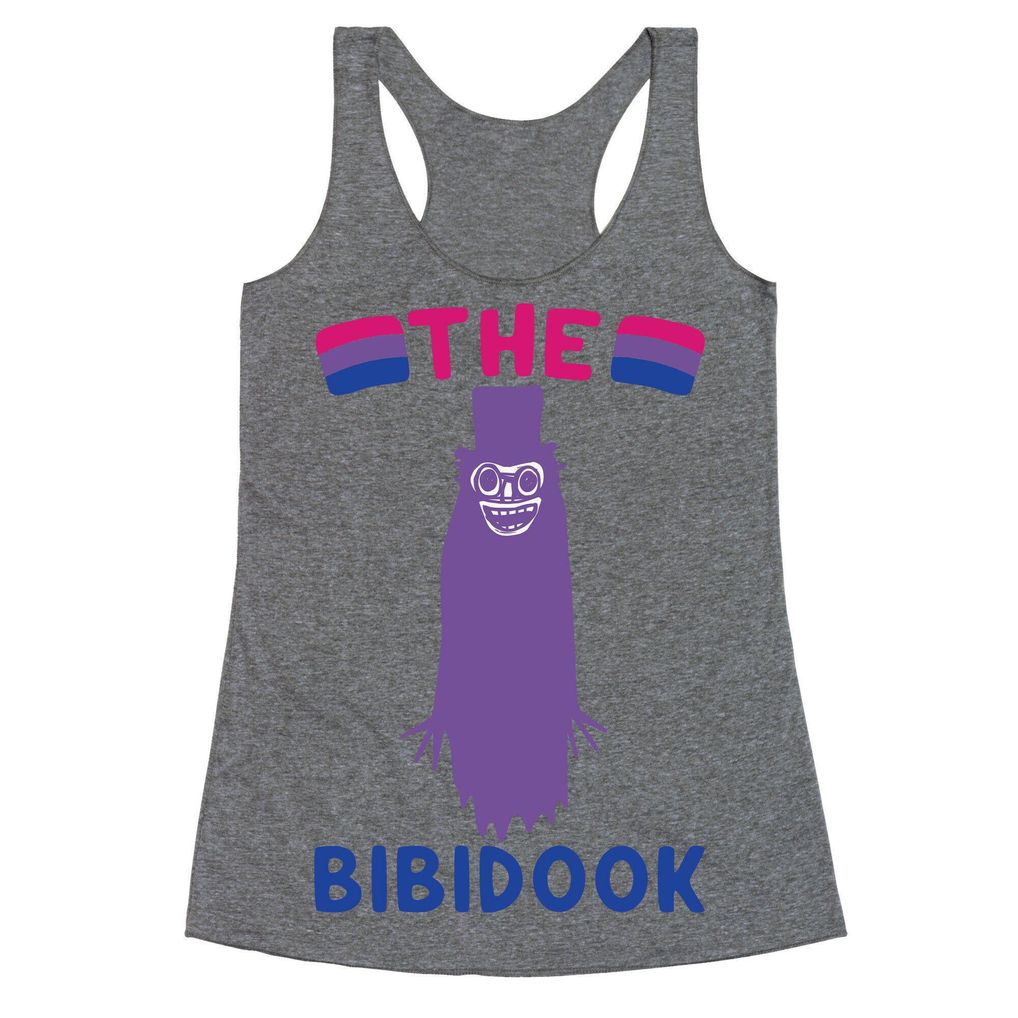 The Bibidook Parody White Print Racerback Tank