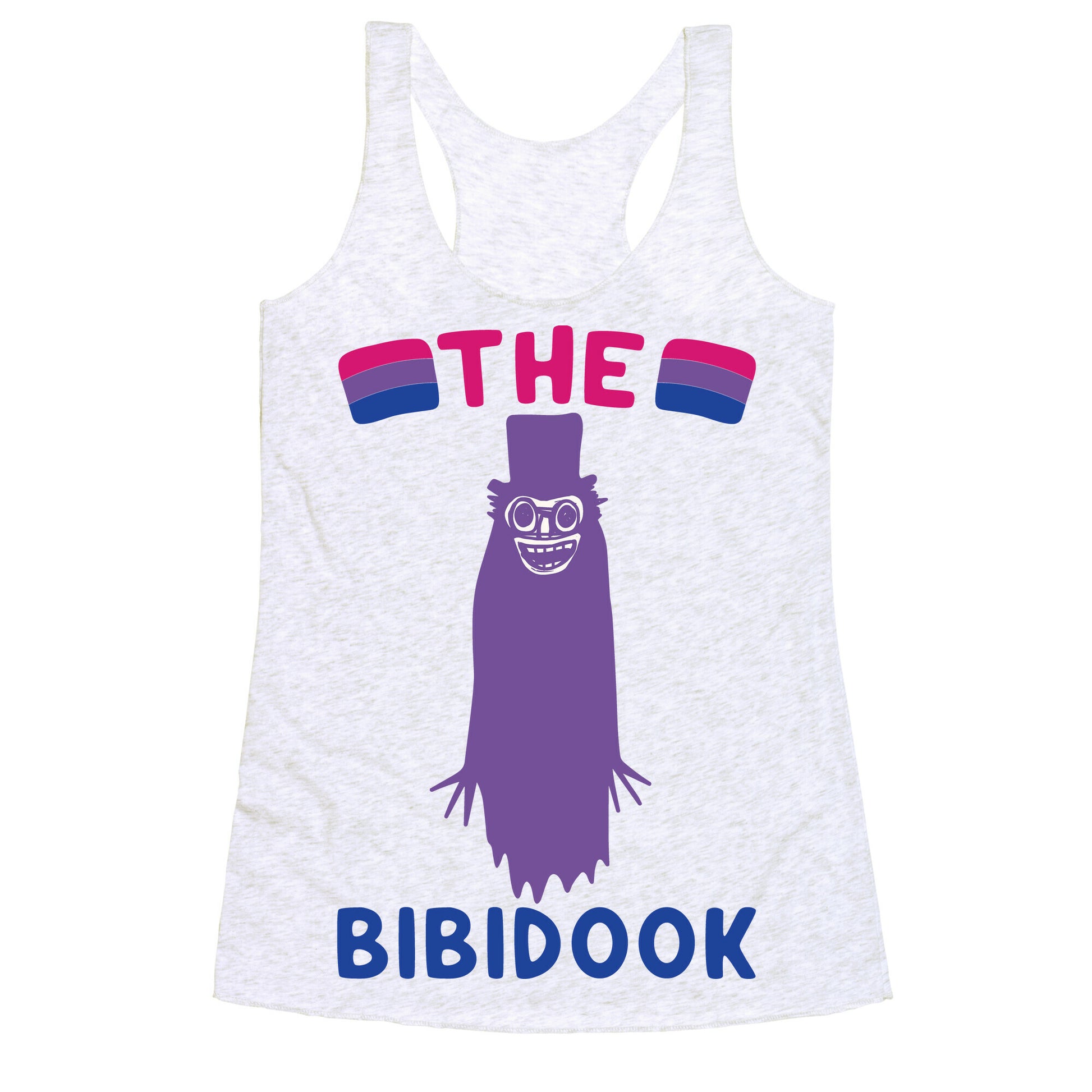 The Bibidook Parody White Print Racerback Tank