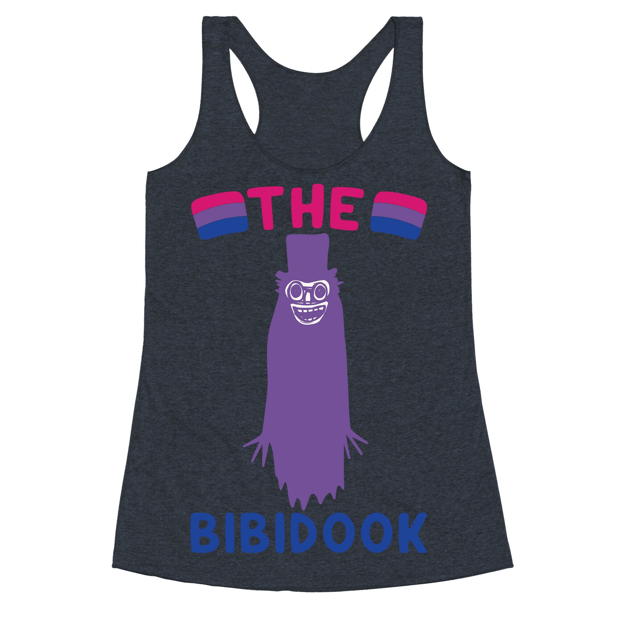 The Bibidook Parody White Print Racerback Tank